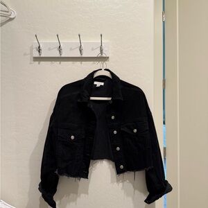Topshop Black Cropped Denim Jacket